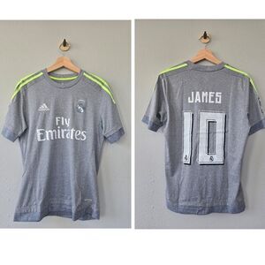 Adidas Real Madrid 2015 James #10 Jersey Gray Climalite Soccer Shirt LFP Men’s S